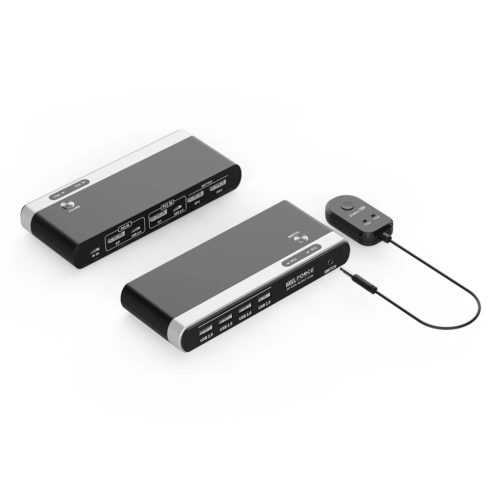 DUO DisplayPort MST KVM Switch 2PC 2Monitors DP 4K@60Hz Dual Monitor Output