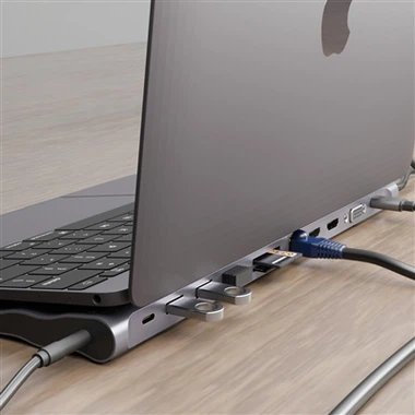 Док-станція для ноутбука, багатозадачна док-станція 4K USB C з 2 HDMI+VGA, PD...